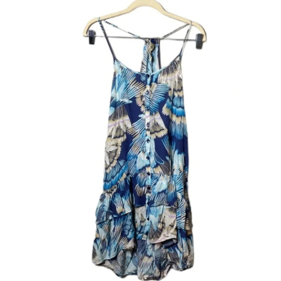 Free People Dress Womens XS Blue Tropical Boho Vacation Y2K Beachy Costal Mini - Picture 3 of 14